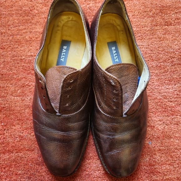 Bally Men's Dress Shoes Brown Leather Oxford  Lace up Size 9 Made In Italy - Picture 3 of 10